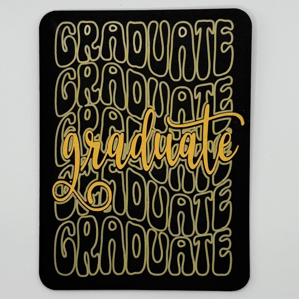 Retro Graduate Card – Gold Foil Style, Black Cardstock, Class of 2026 Greeting