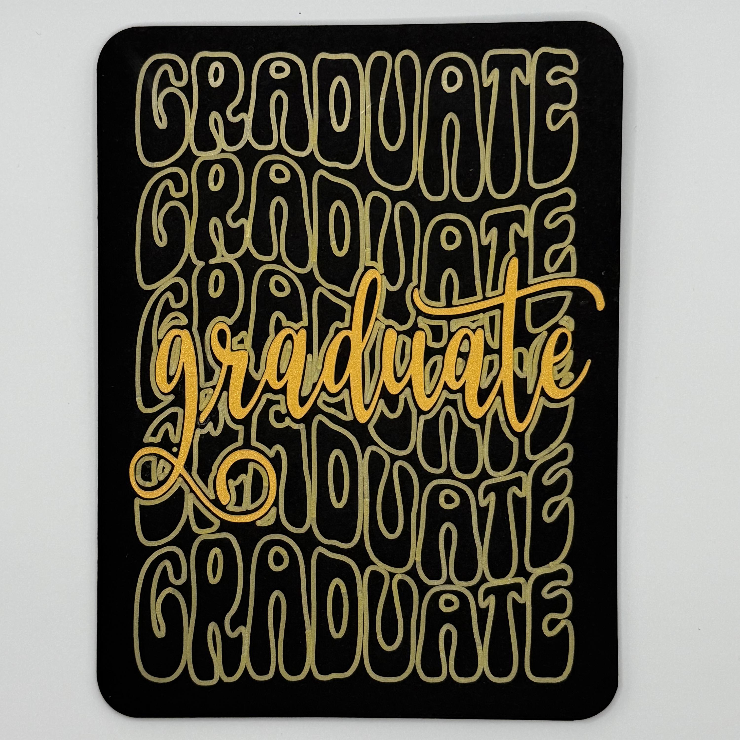 Retro Graduate Card – Gold Foil Style, Black Cardstock, Class of 2026 Greeting