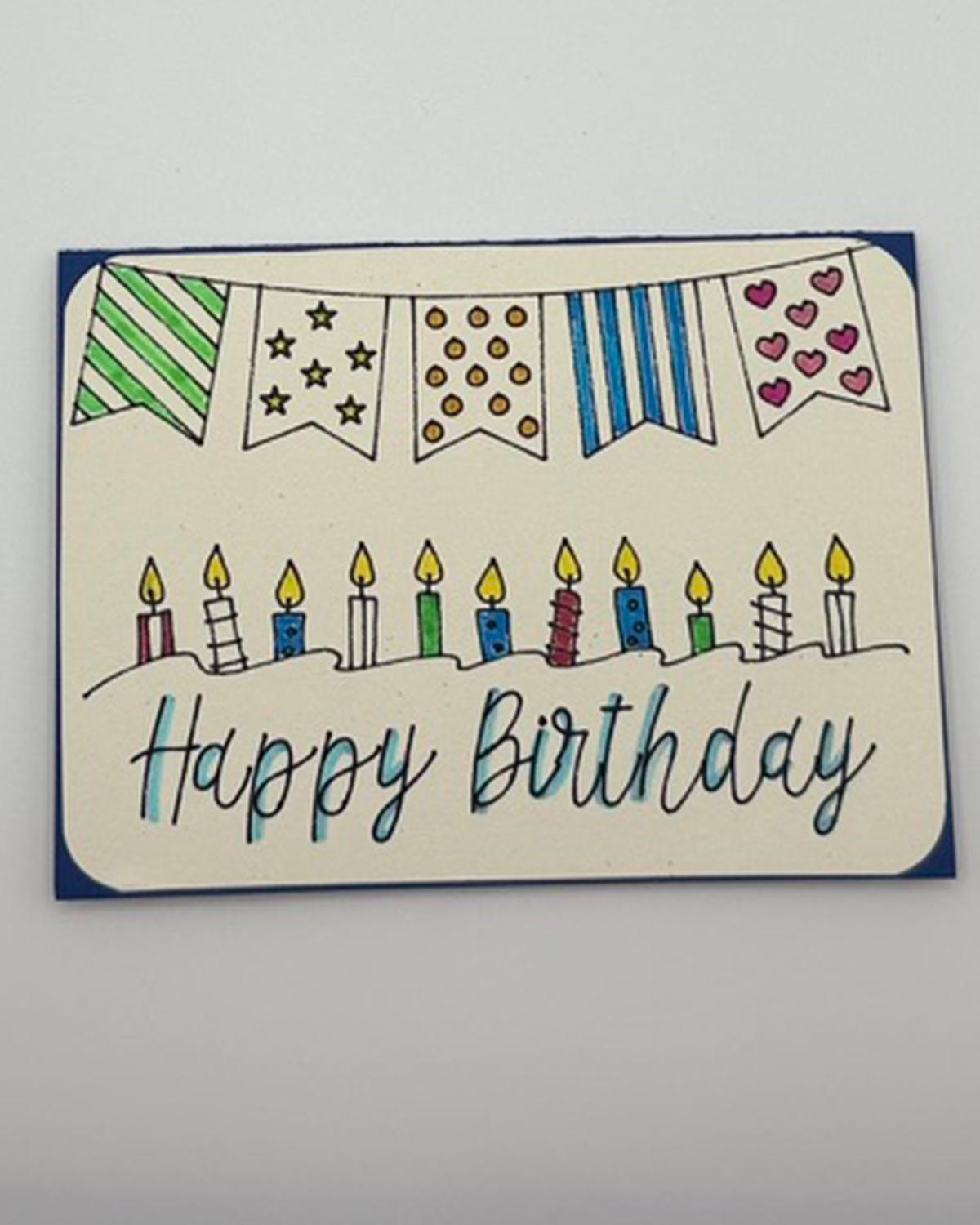 Birthday Candle Greeting Card | Color Your Own or Pre-Colored | Kids Activity & Party Gift