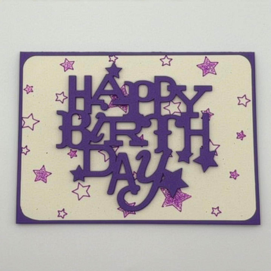 Purple Glitter Star Birthday Card | Handmade 3D Greeting Card for Her | Friends, Daughters & Moms