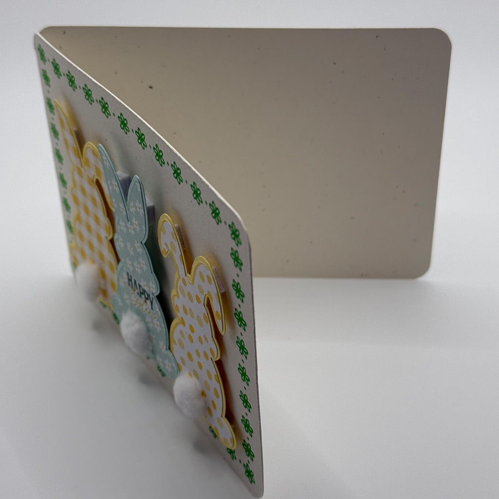 Handmade Easter Bunny Cards – 3D Pom-Pom Tail, Gingham & Floral Spring Stationery