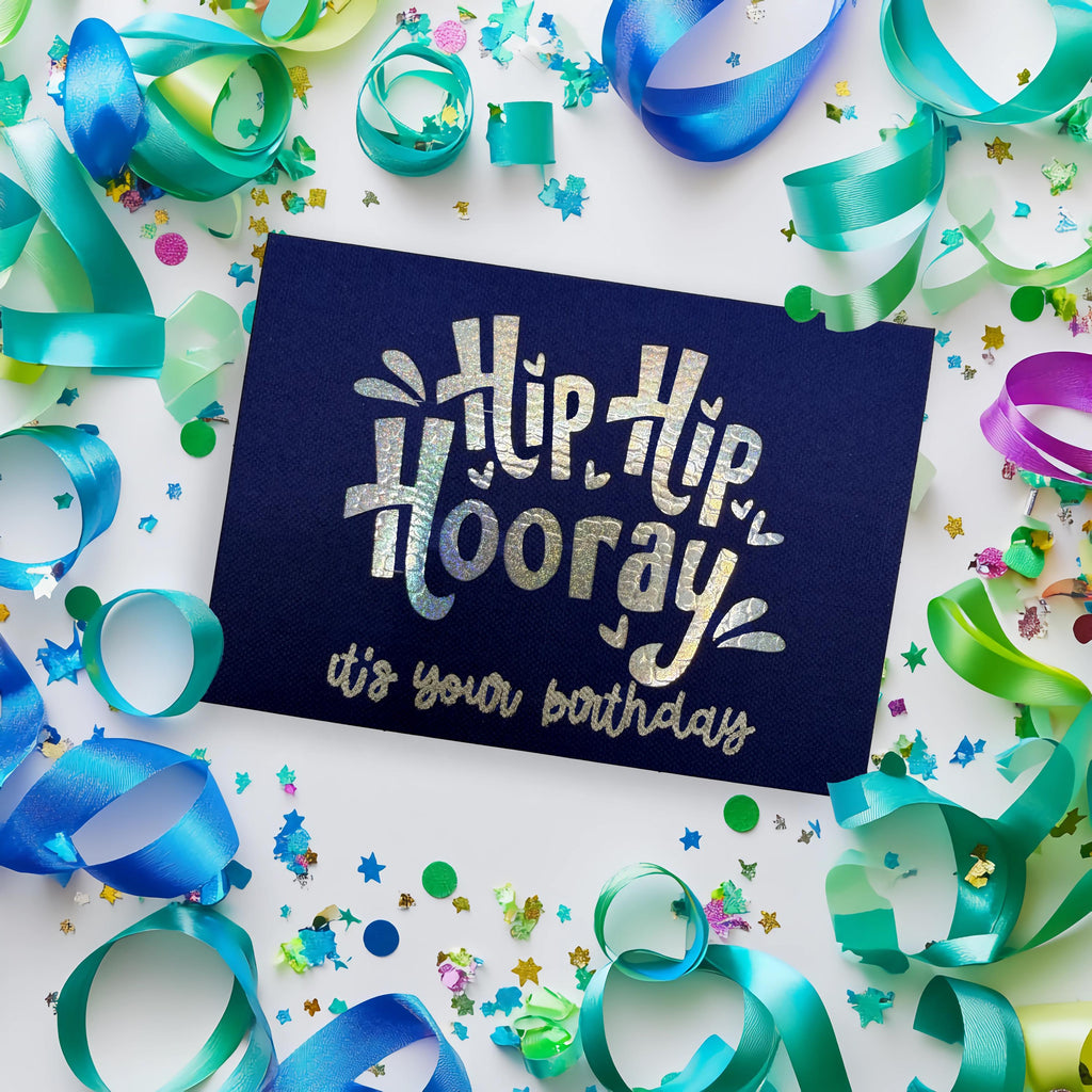 Handmade Birthday Card | Holographic Foil, Navy Blue Cardstock