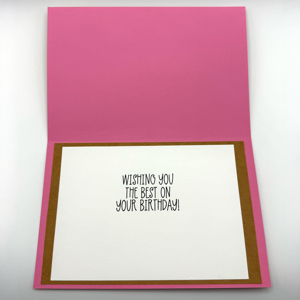 Handcrafted Daisy Birthday Card, Floral Kraft Paper Greeting, Pink Pearl Accents