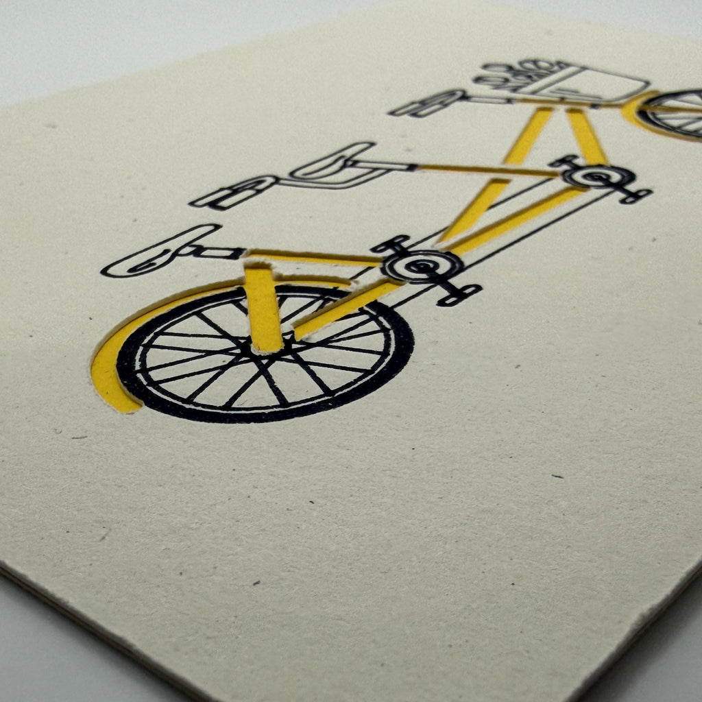 Yellow Tandem Bicycle Greeting Card – Anniversary, Wedding & Friendship Note Card