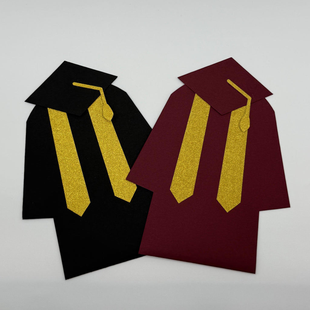 Graduation Gift Card Holder – 3D Sliding Cap & Gown, Custom School Colors