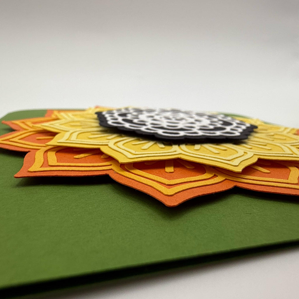 Layered Mandala Flower Card – 3D Floral Sunburst Art (5.5" Square)