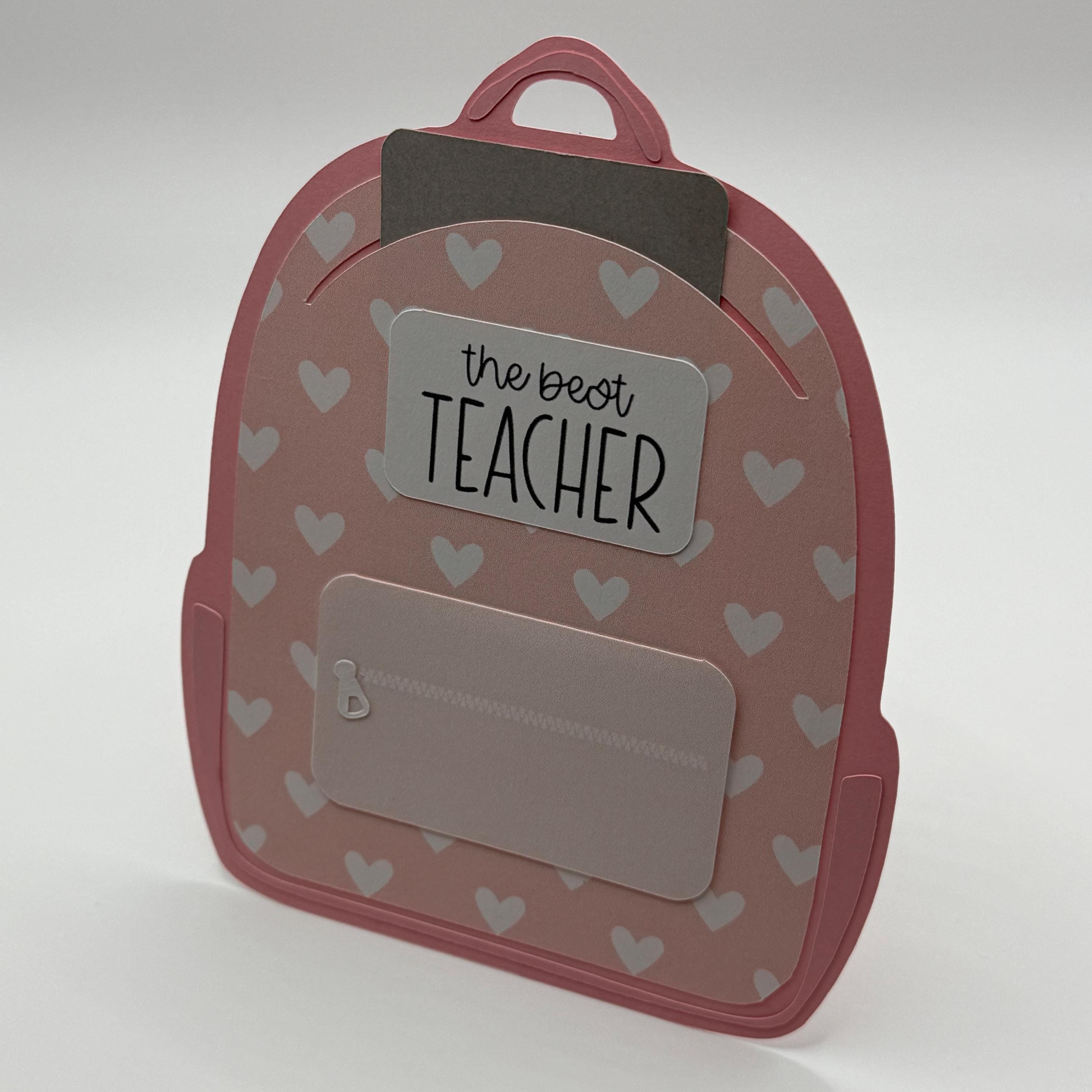 3D Backpack Gift Card Holder – Best Teacher Appreciation Gift, Heart Pattern