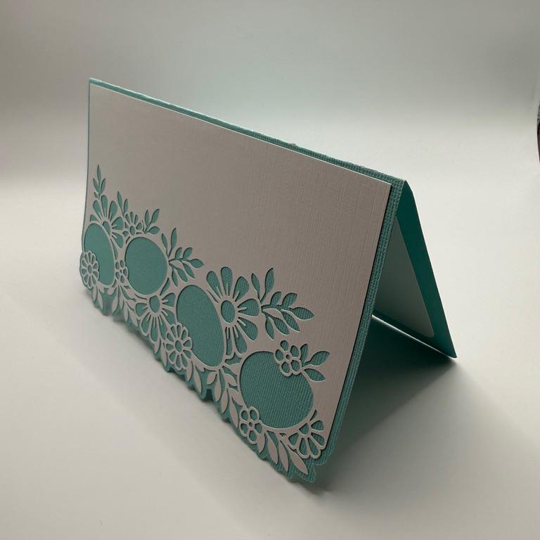 Laser Cut Easter & Spring Greeting Card | Aqua Teal Floral Die-Cut Border | Easter, Mother's Day & Spring Birthday