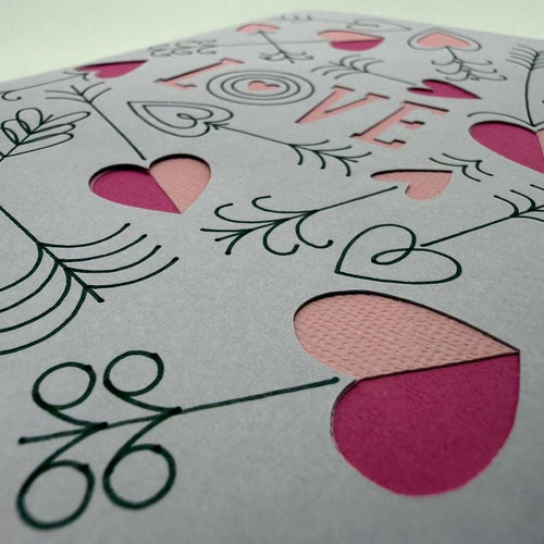 Cupid's Arrow Love Card | Lilac Boho Greeting Card for Anniversary, Valentine's Day & Romance