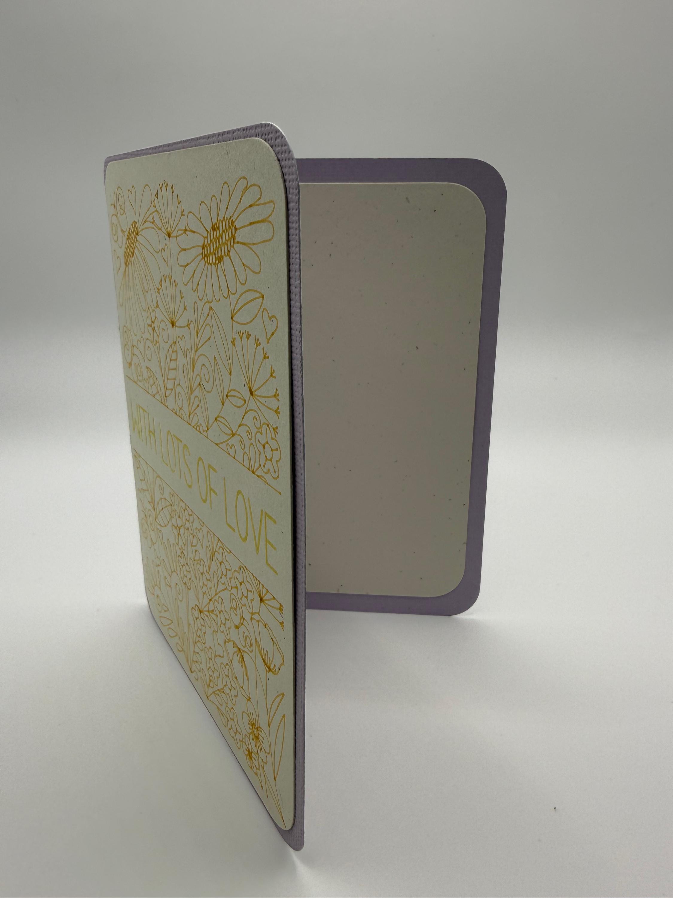 Handmade "With Lots of Love" Floral Greeting Card - Unique Anniversary Greeting