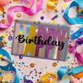 Handmade Happy Birthday Card | Purple Glitter & Holographic Accents