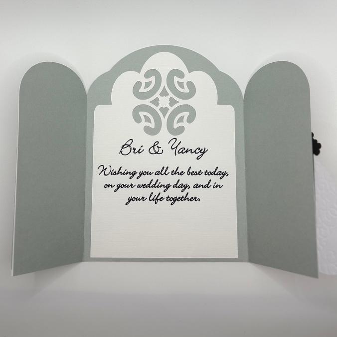 3D Gatefold Wedding Card | Bride & Groom Silhouette with Embossed Gown & Pearl Details | Luxury Wedding & Bridal Shower Gift