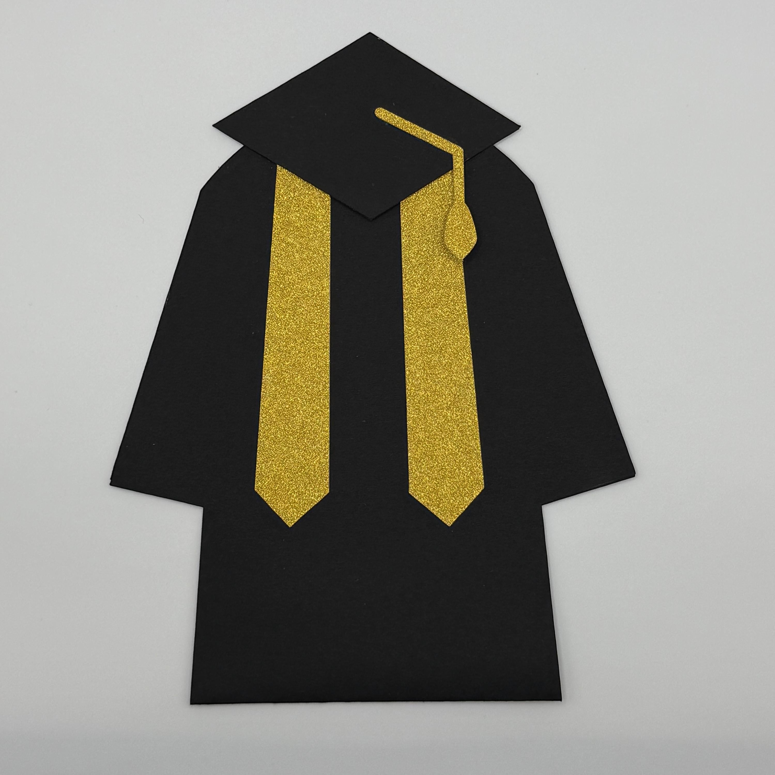Graduation Gift Card Holder – 3D Sliding Cap & Gown, Custom School Colors