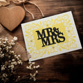 Mr & Mrs Wedding Card | Yellow & Black Floral Die-Cut with Pearl Accents | Wedding, Anniversary & Bridal Shower