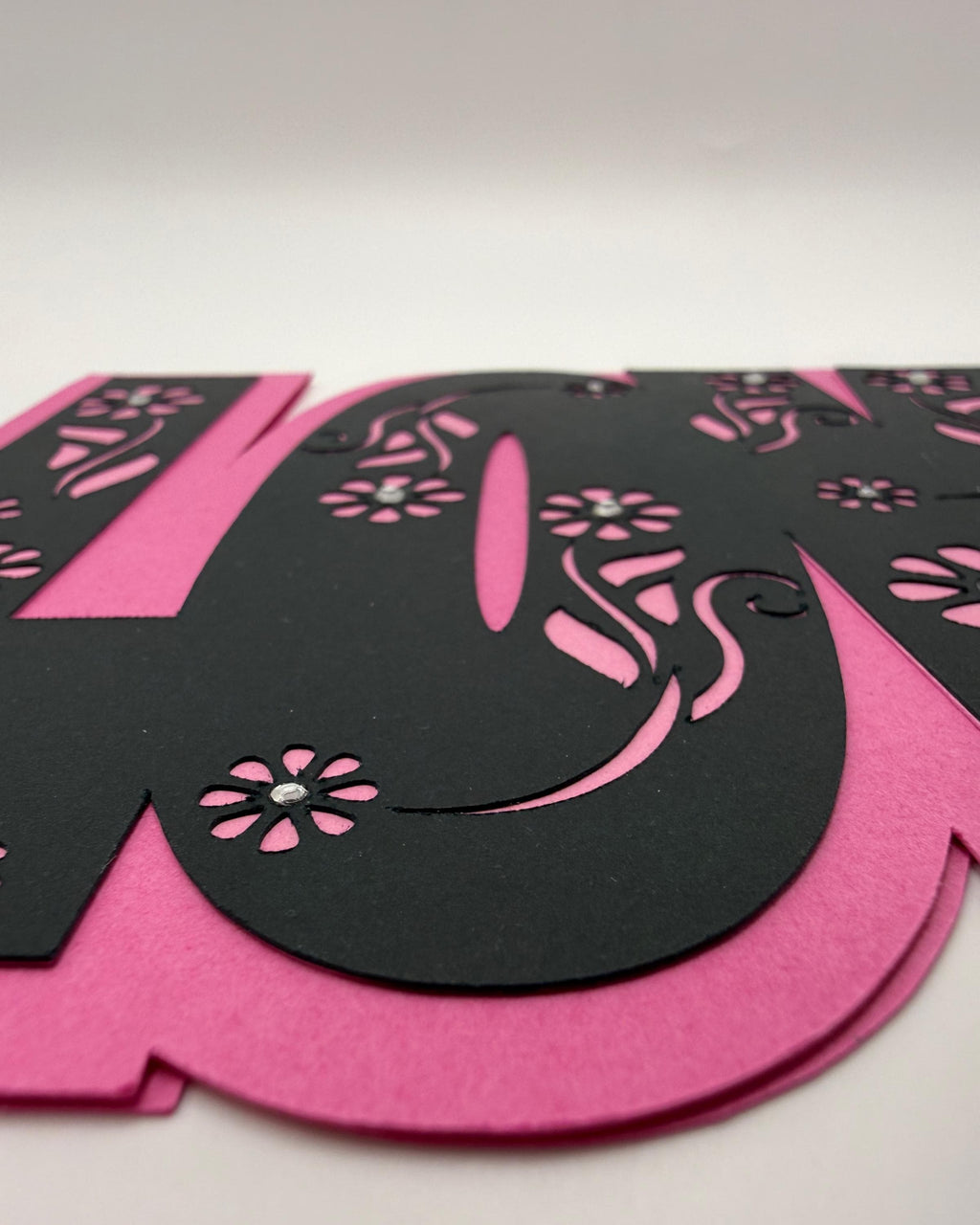 Handmade Bold "LOVE" Floral Card: A Statement of Affection - Unique Anniversary Greeting