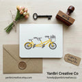 Yellow Tandem Bicycle Greeting Card – Anniversary, Wedding & Friendship Note Card