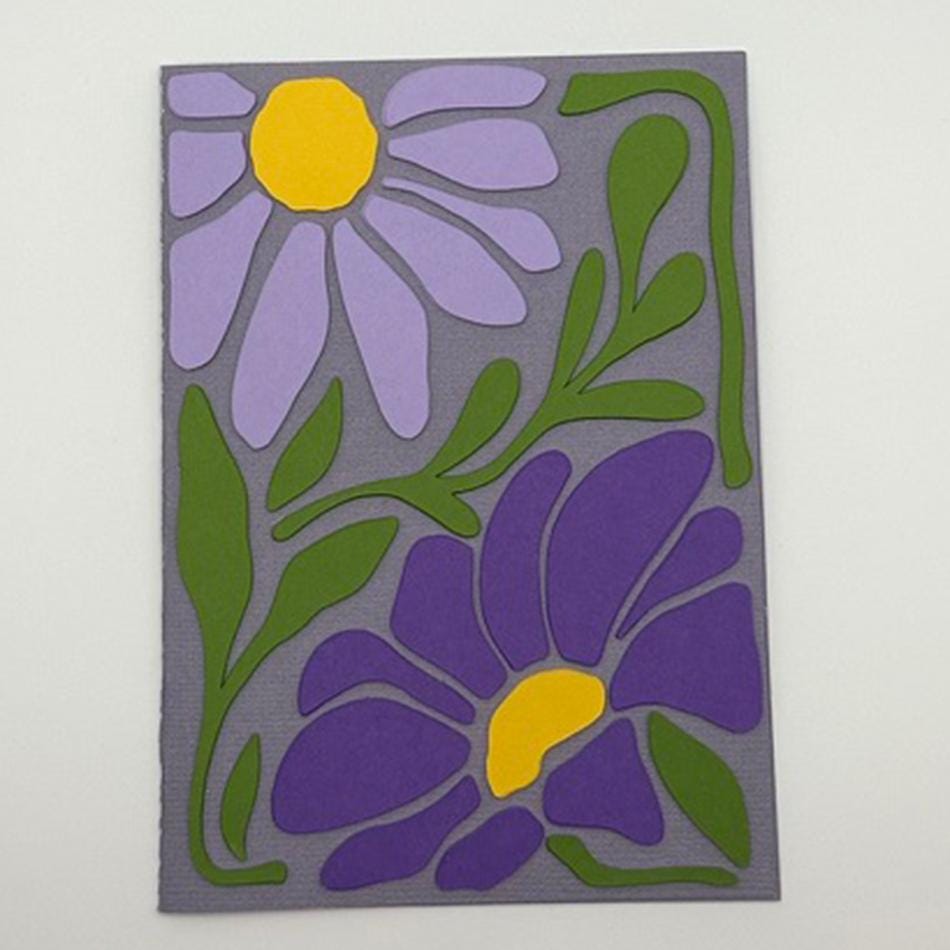 Purple Flower Greeting Card | Modern Botanical Art in Royal Purple & Lavender | Birthday, Thank You & Just Because