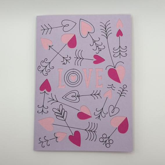 Cupid's Arrow Love Card | Lilac Boho Greeting Card for Anniversary, Valentine's Day & Romance