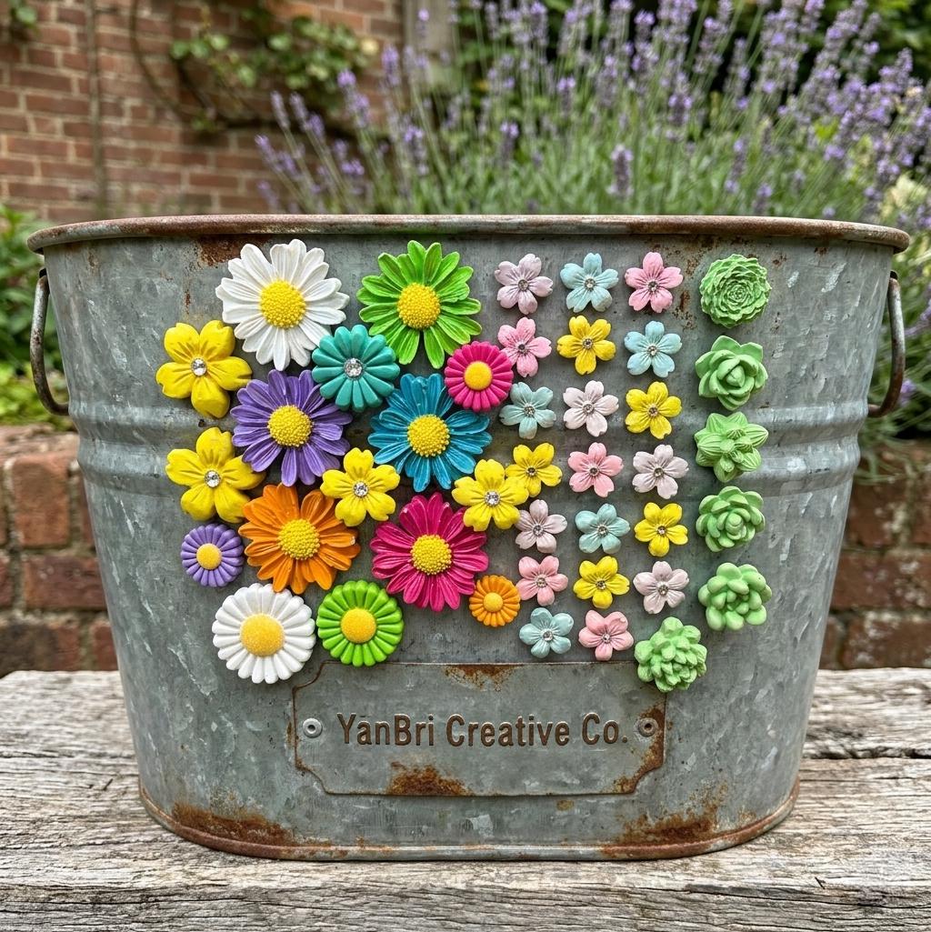 Handmade Plaster Flower Magnets – Rustic Floral Fridge Decor, 7 Bundle Options