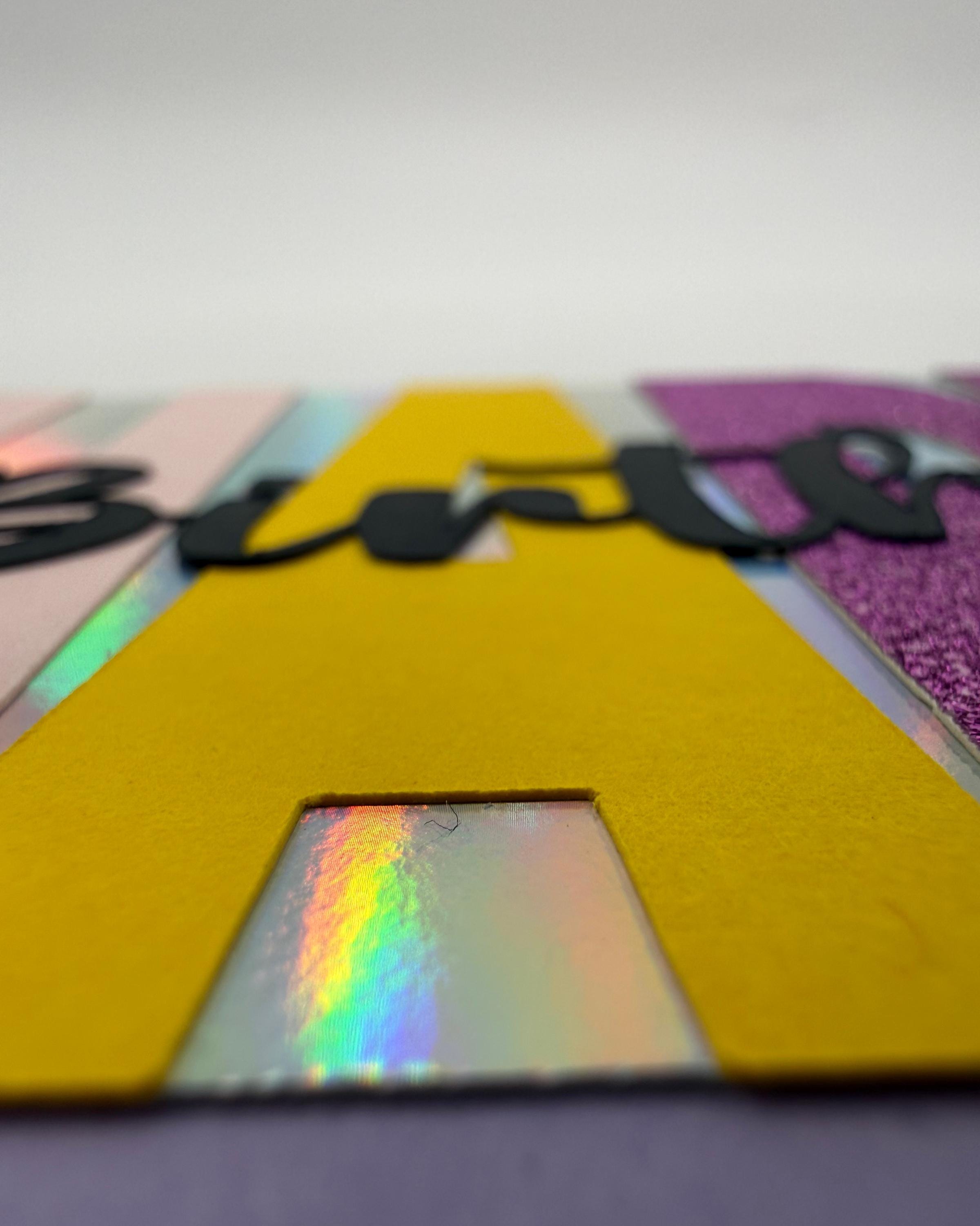Handmade Happy Birthday Card | Purple Glitter & Holographic Accents