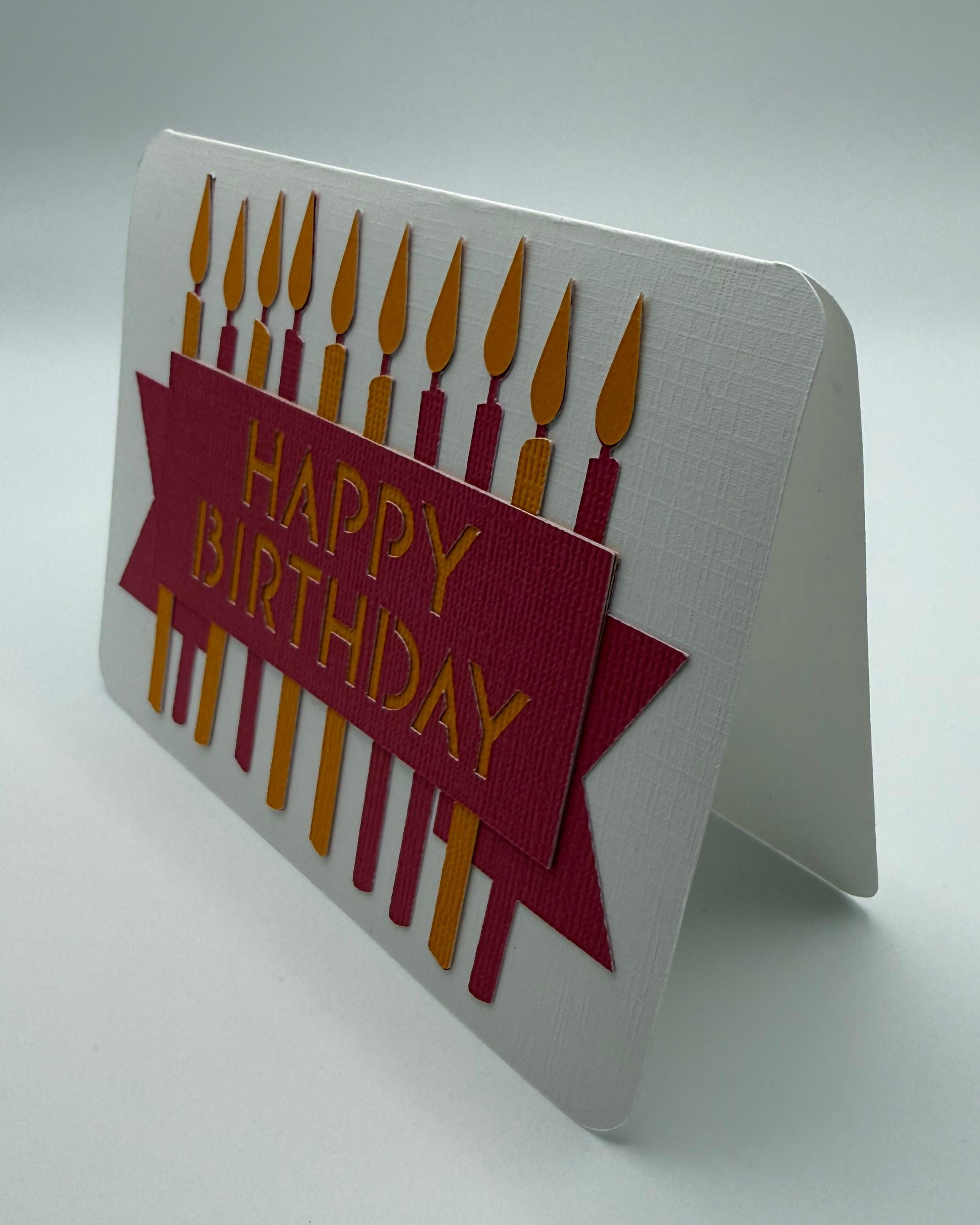 Handmade Birthday Card | Die Cut Candles Design | Unique Greeting Card for Him or Her