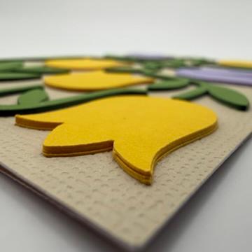 Tulip Greeting Card | Modern Papercut Floral Design in Yellow & Lilac | Birthday, Mother's Day & Thinking of You