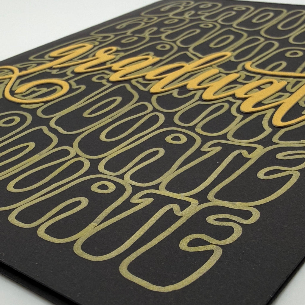 Retro Graduate Card – Gold Foil Style, Black Cardstock, Class of 2026 Greeting