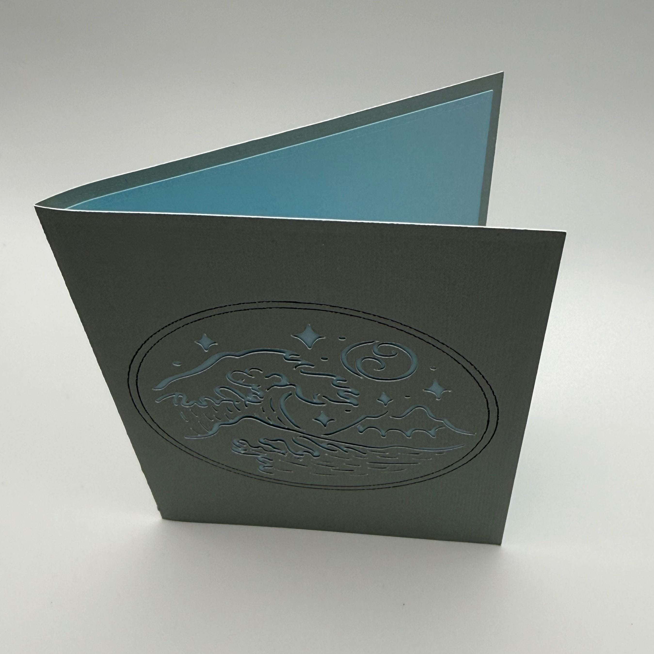 Handmade Coastal Ocean Wave Card – 3D Layered Sea Foam Design, Nautical Stationery