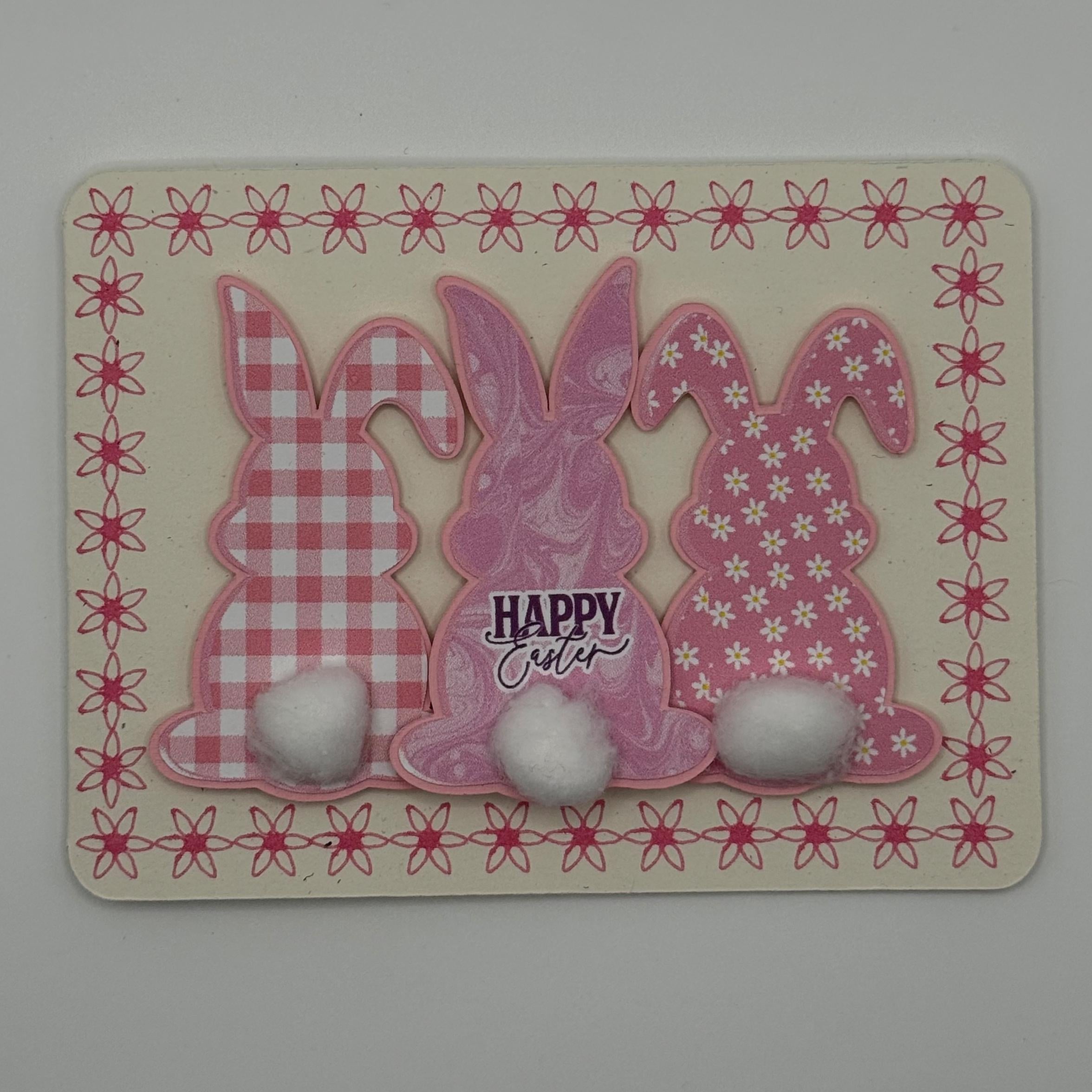 Handmade Easter Bunny Cards – 3D Pom-Pom Tail, Gingham & Floral Spring Stationery