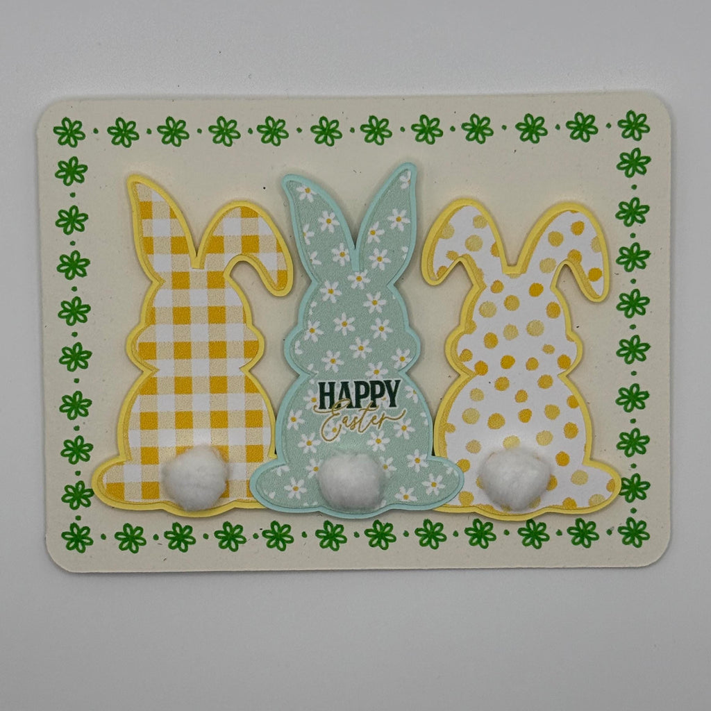 Handmade Easter Bunny Cards – 3D Pom-Pom Tail, Gingham & Floral Spring Stationery