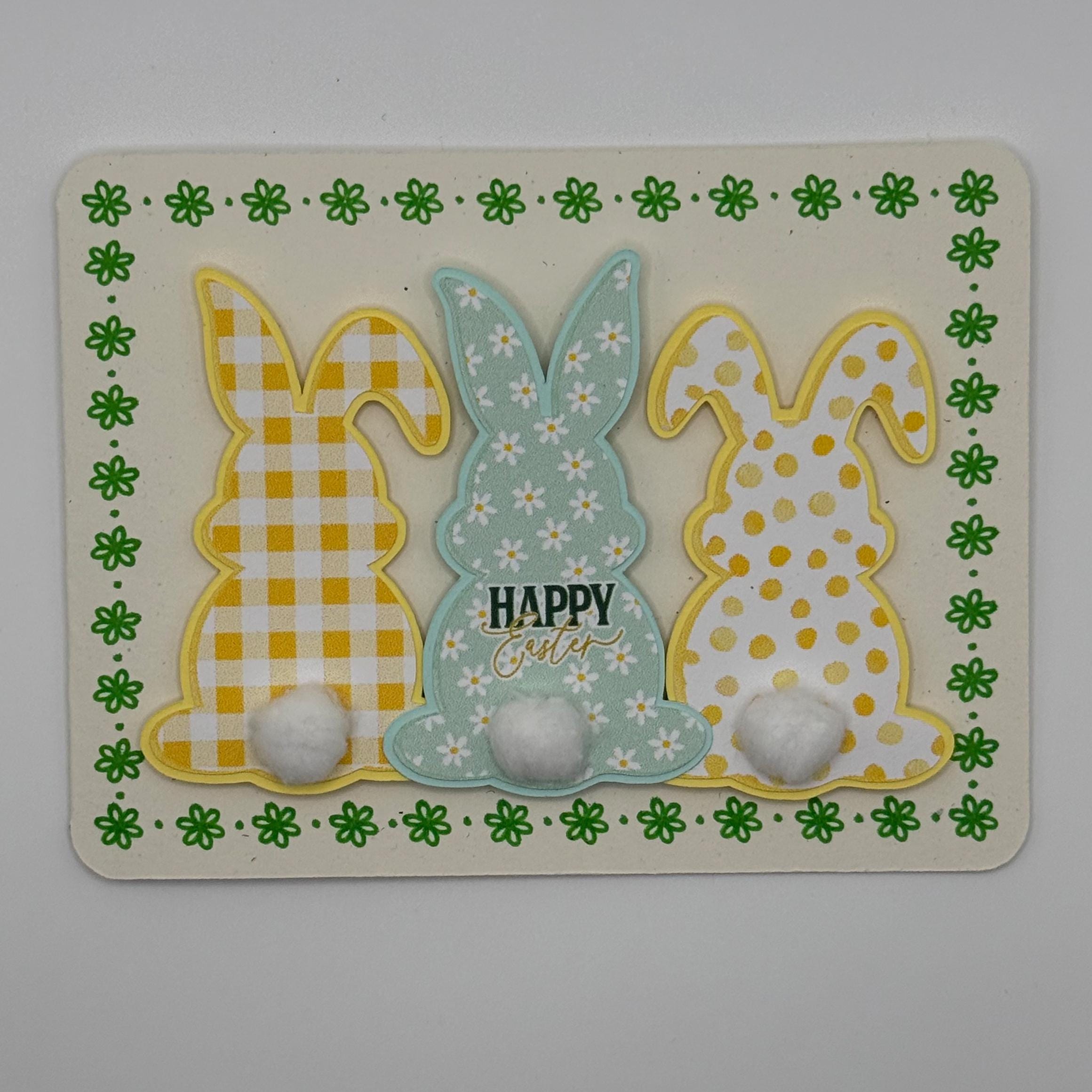Handmade Easter Bunny Cards – 3D Pom-Pom Tail, Gingham & Floral Spring Stationery