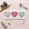 Layered Donut Card – Pink, Blue, Heart Sprinkles – Slimline Greeting (8.5" x 3.5")