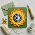 Layered Mandala Flower Card – 3D Floral Sunburst Art (5.5" Square)
