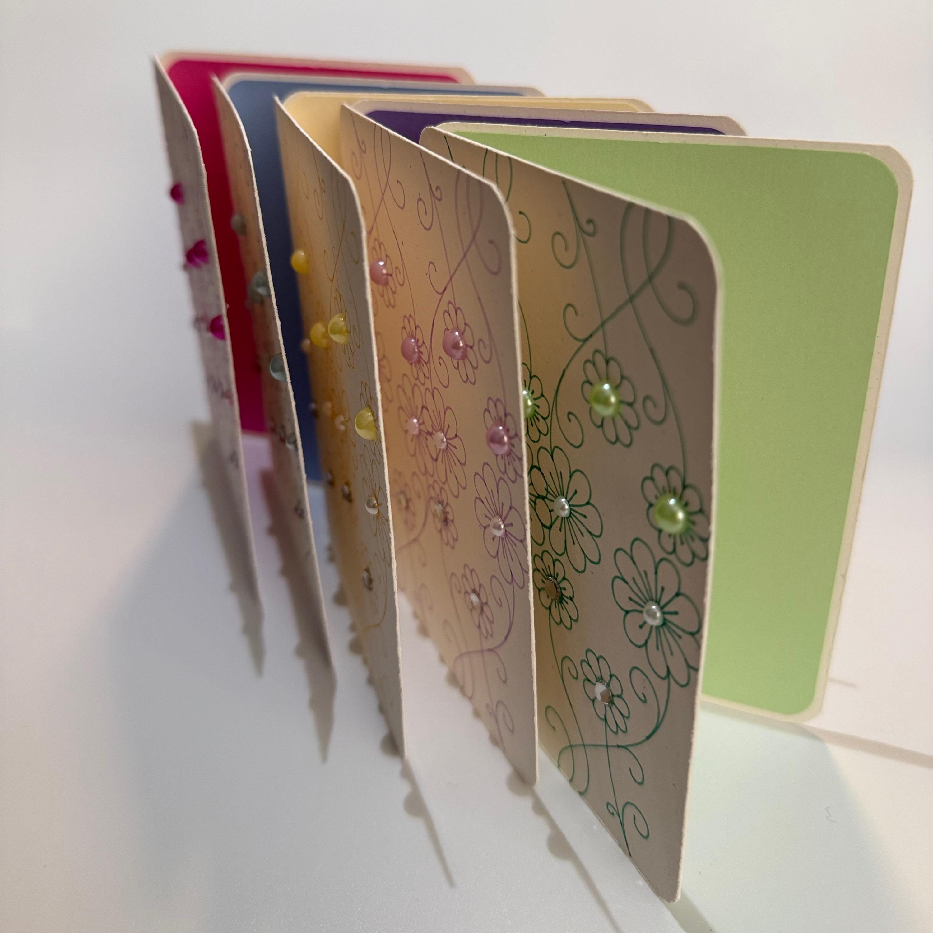 Gemstone Floral Greeting Cards - Handmade Elegant Note Card Set