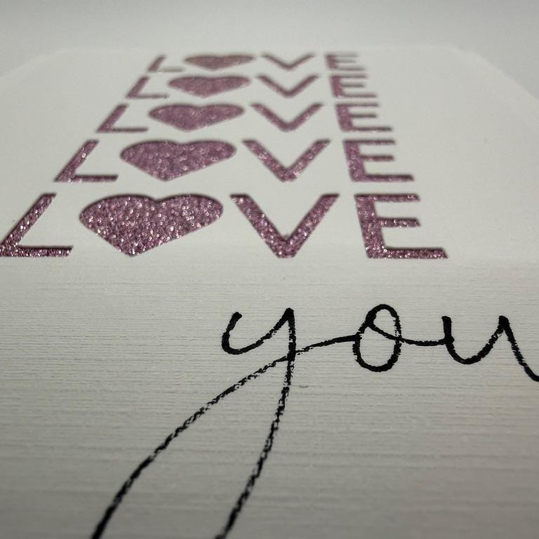 Glitter Love You Greeting Card | Handmade Stationery