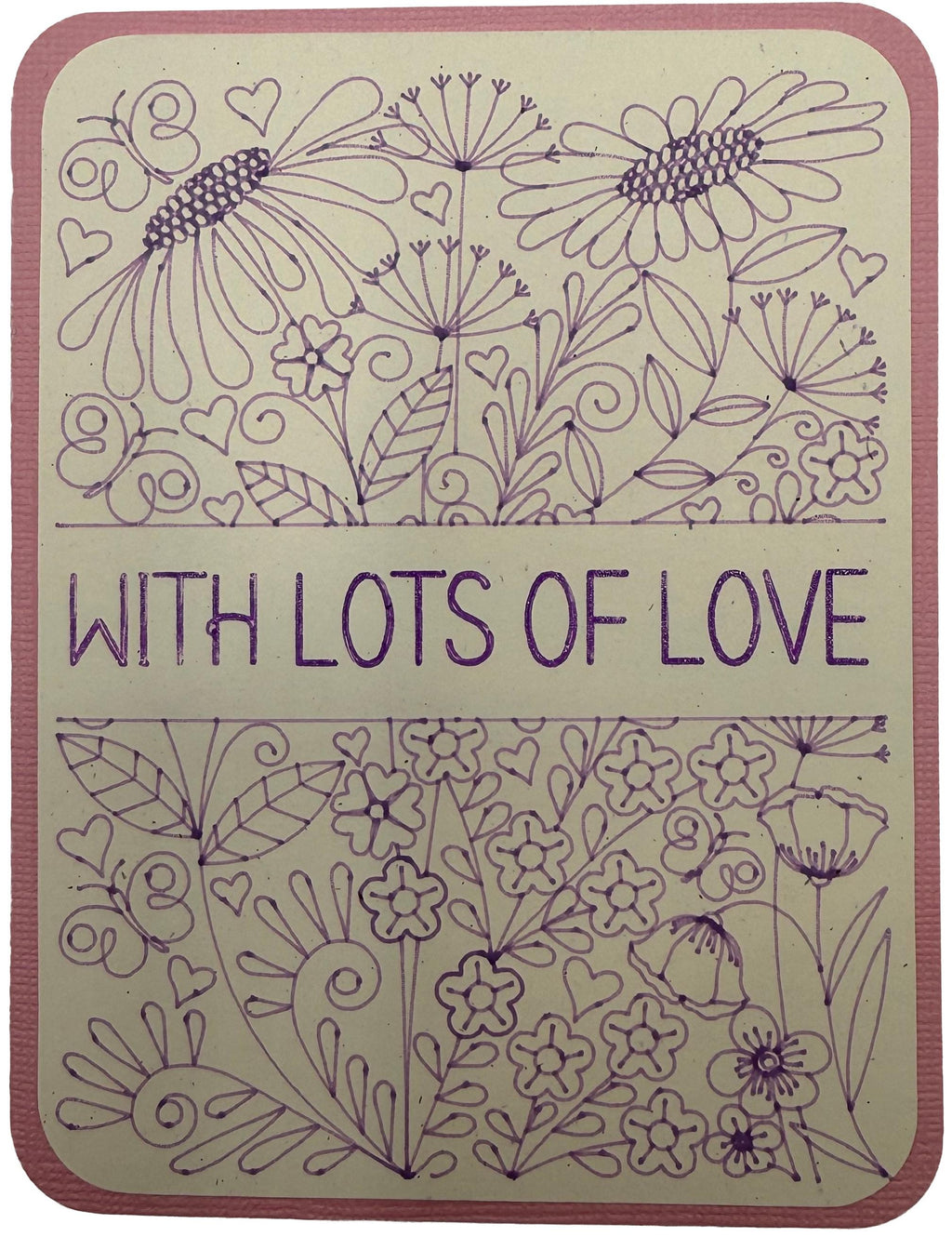 Handmade "With Lots of Love" Floral Greeting Card - Unique Anniversary Greeting
