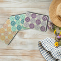 Floral Note Card Set – Embroidered Style with Gemstone Accents, 3-Pack