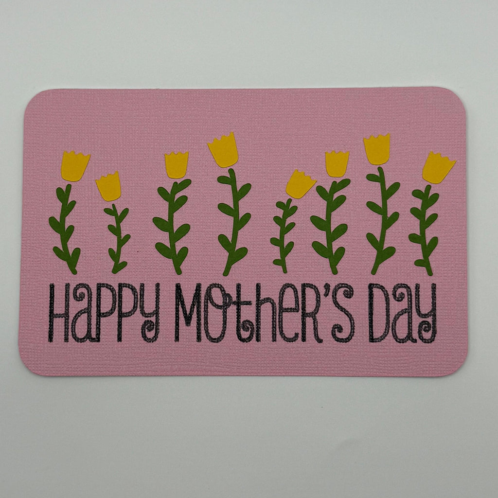 Handmade Mother's Day Postcard – Pink Linen Tulip Floral Stationery