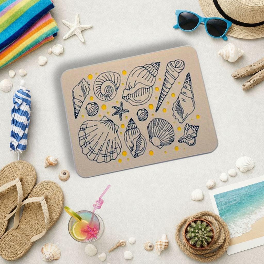 Seashell Greeting Card | Vintage Coastal Nautical Design | Beach Birthday, Thank You & Summer Note Card