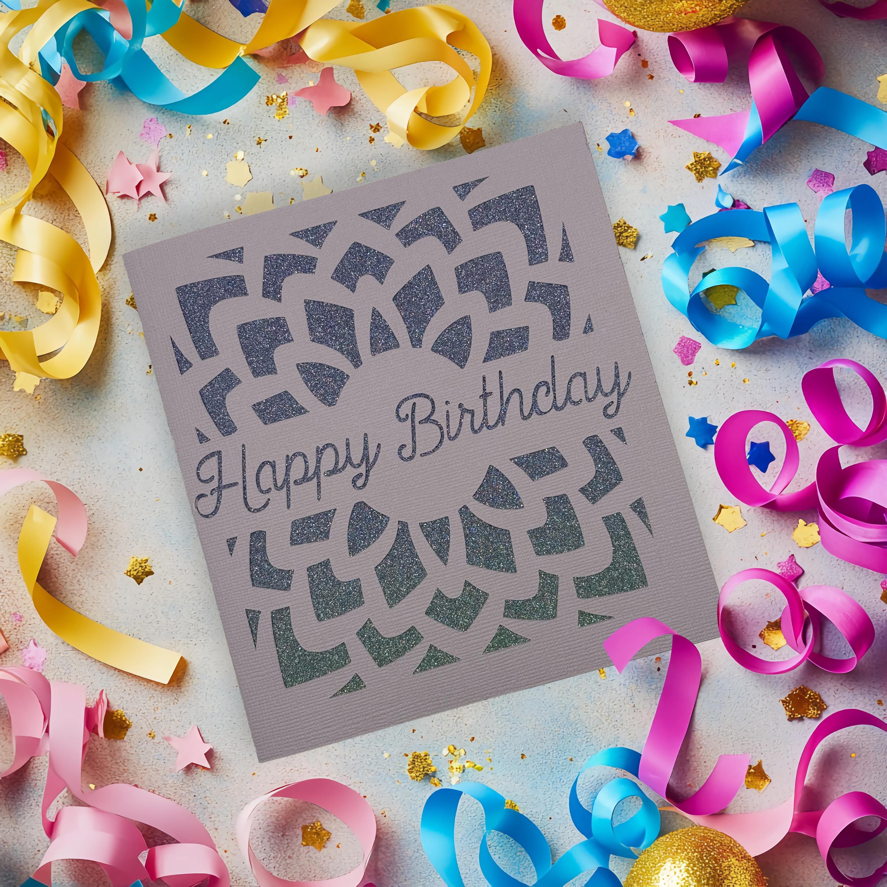Glitter Mandala Handmade Birthday Card | Die Cut Design