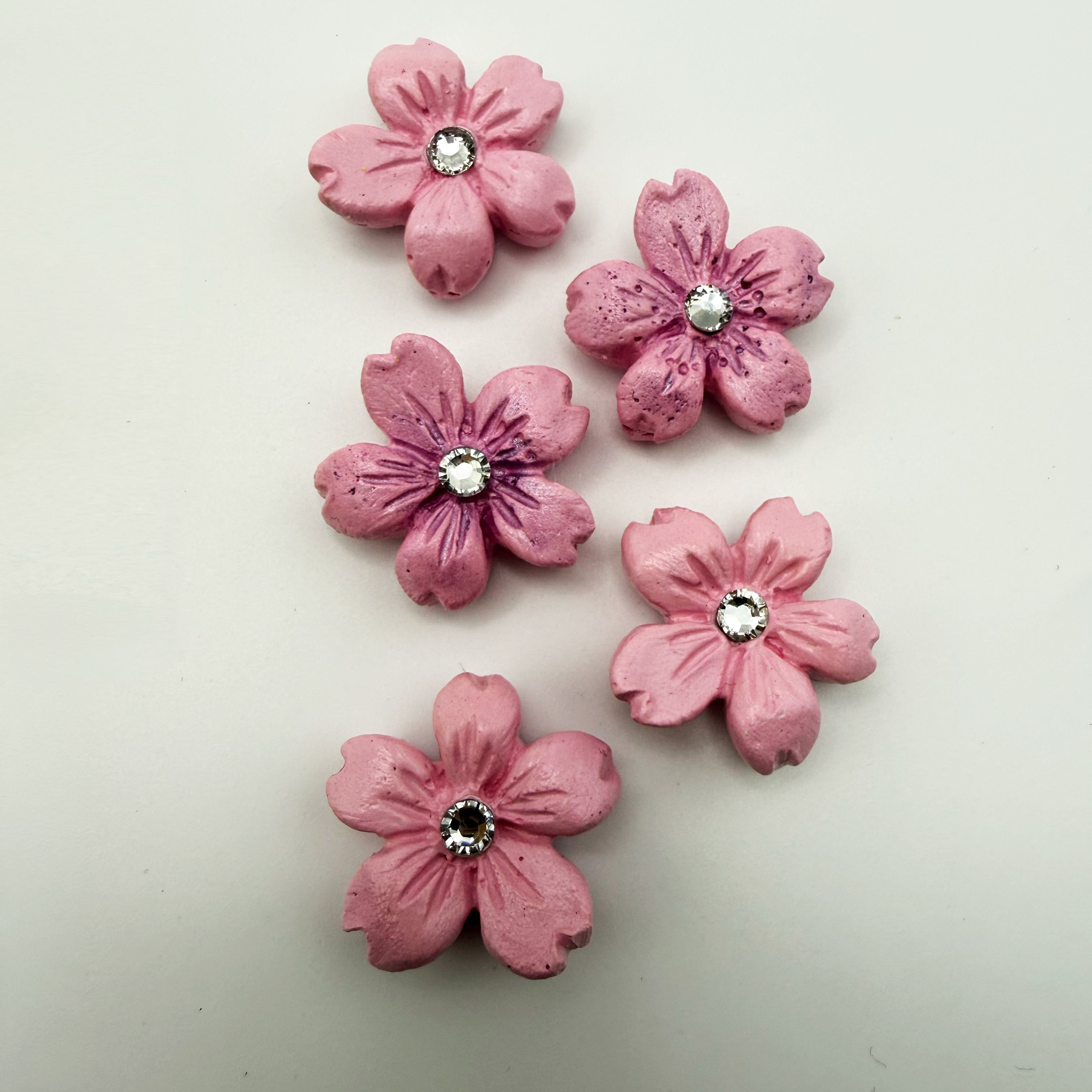 Handmade Plaster Flower Magnets – Rustic Floral Fridge Decor, 7 Bundle Options