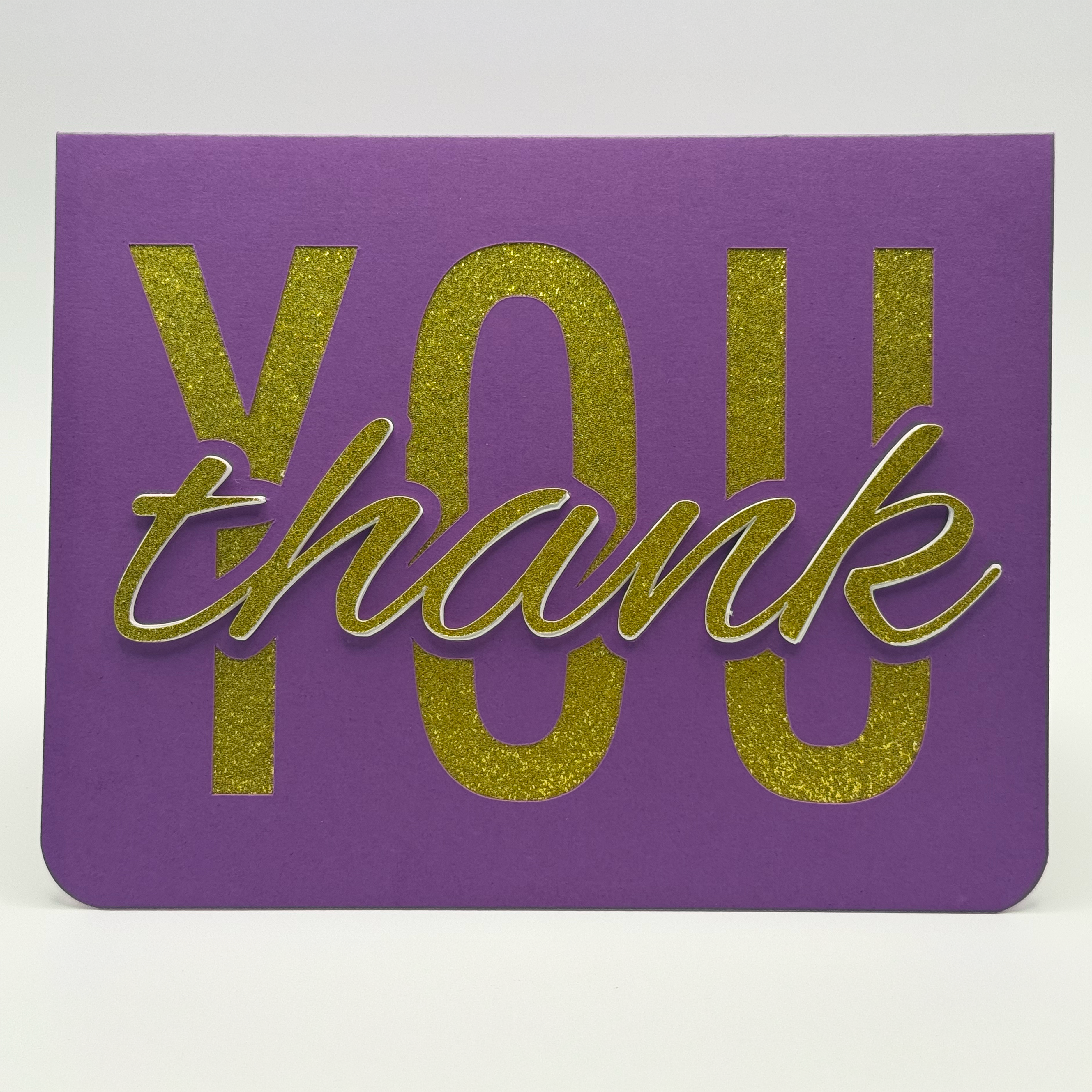 Handcrafted Glitter 3D Thank You Card
