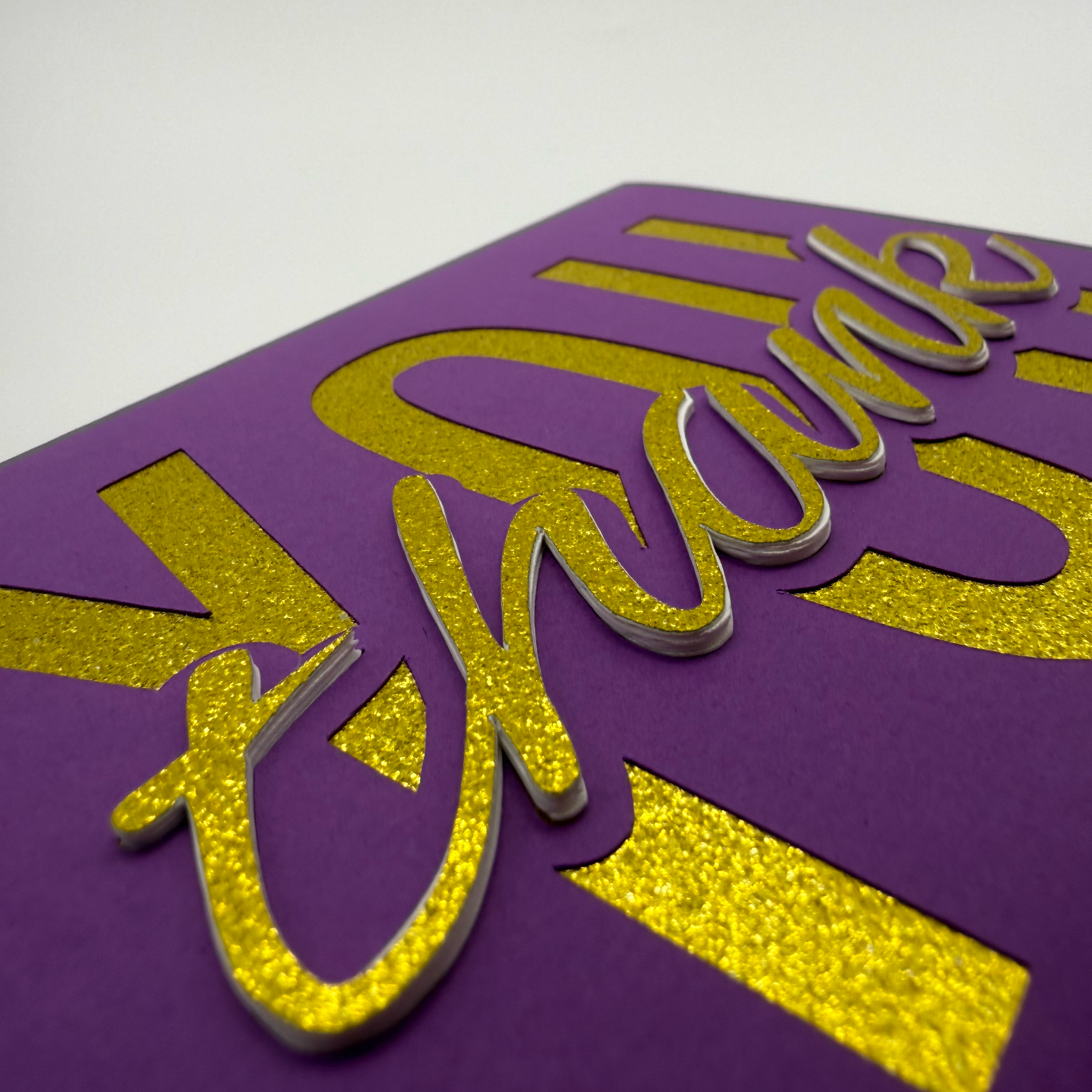 Handcrafted Glitter 3D Thank You Card