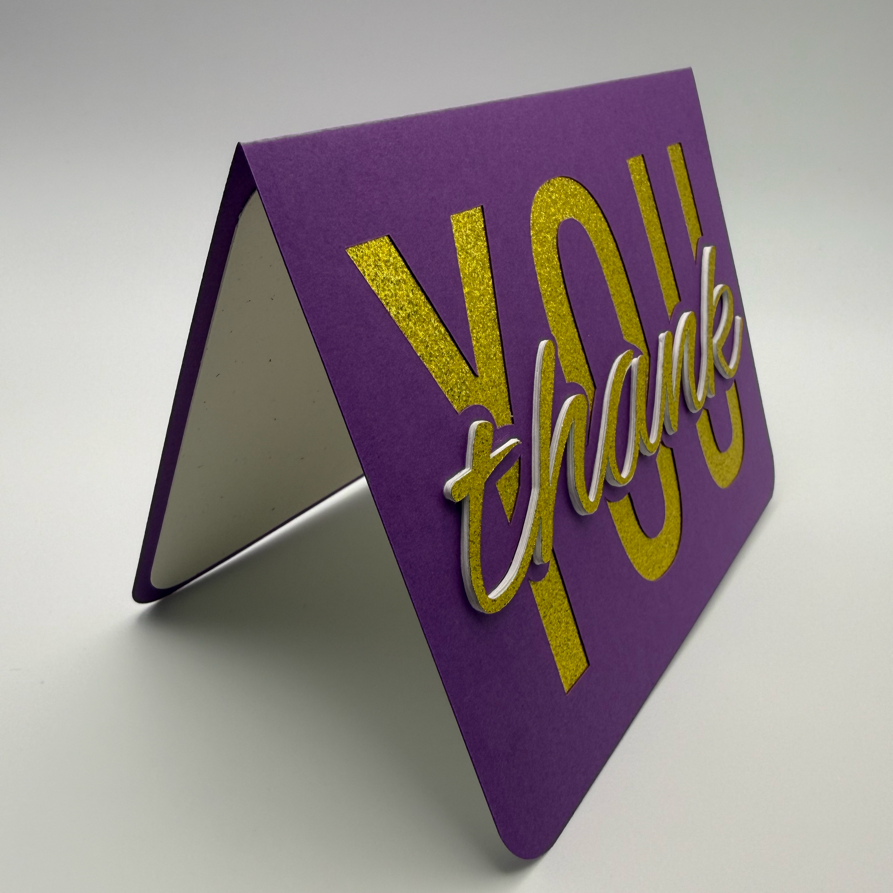 Handcrafted Glitter 3D Thank You Card