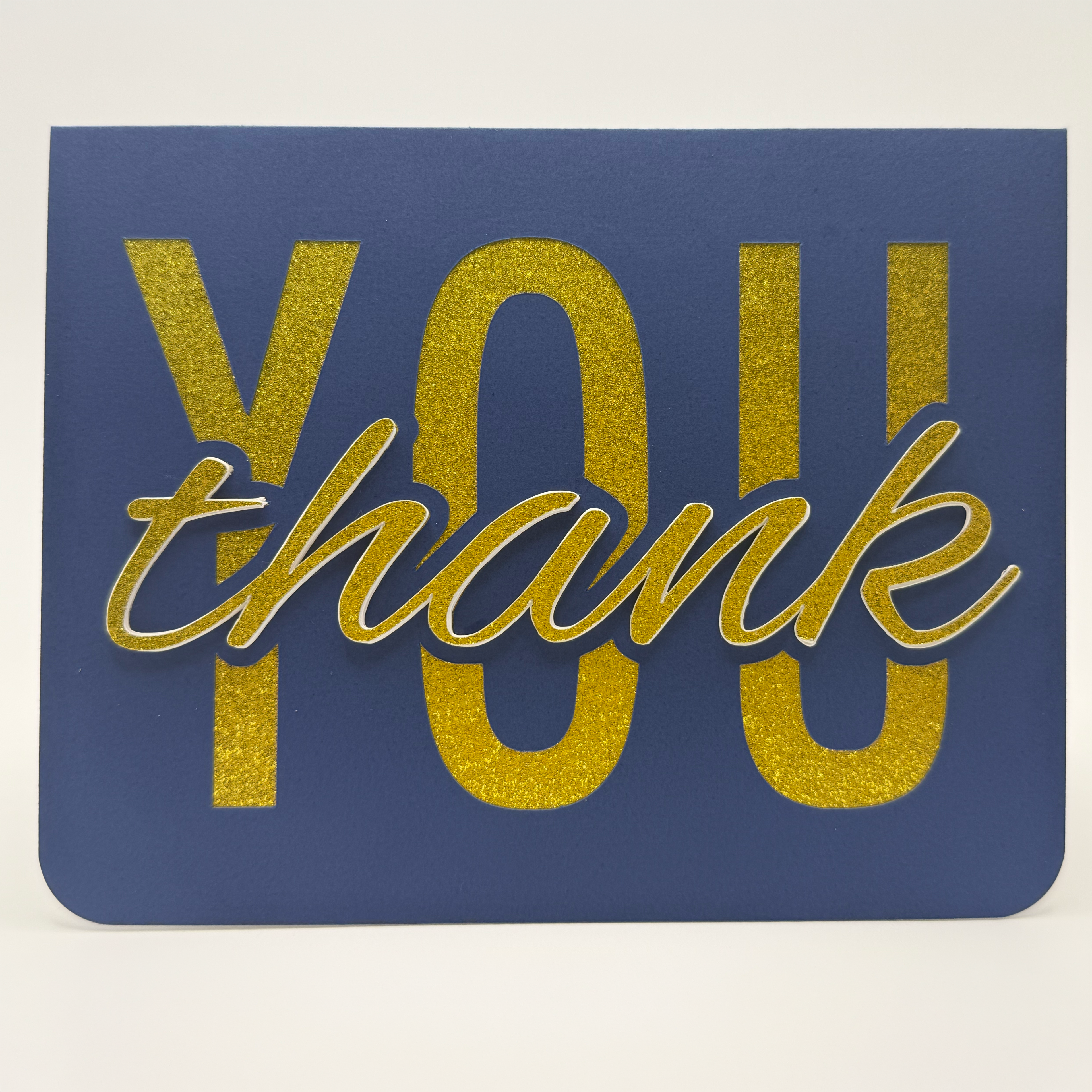 Handcrafted Glitter 3D Thank You Card