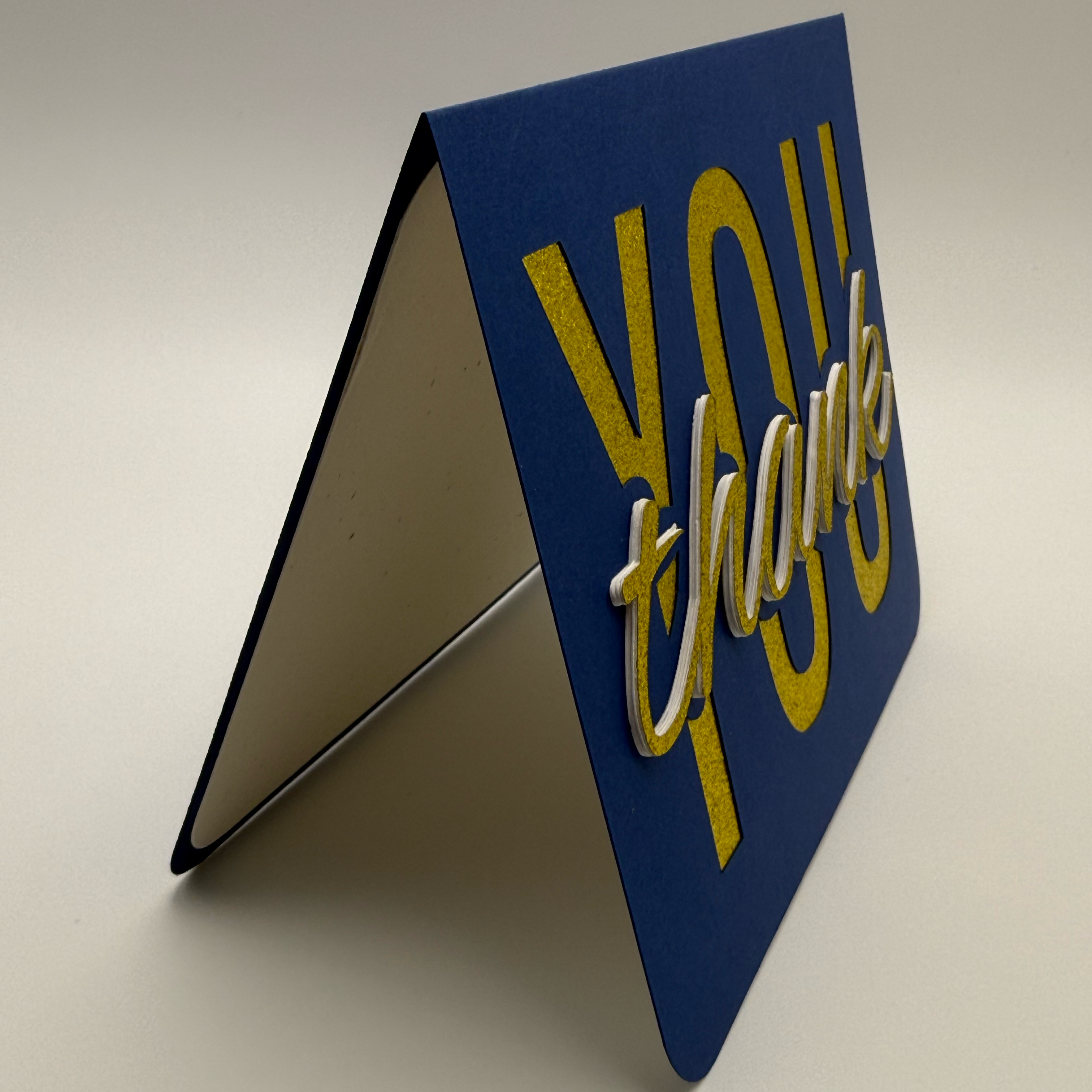 Handcrafted Glitter 3D Thank You Card