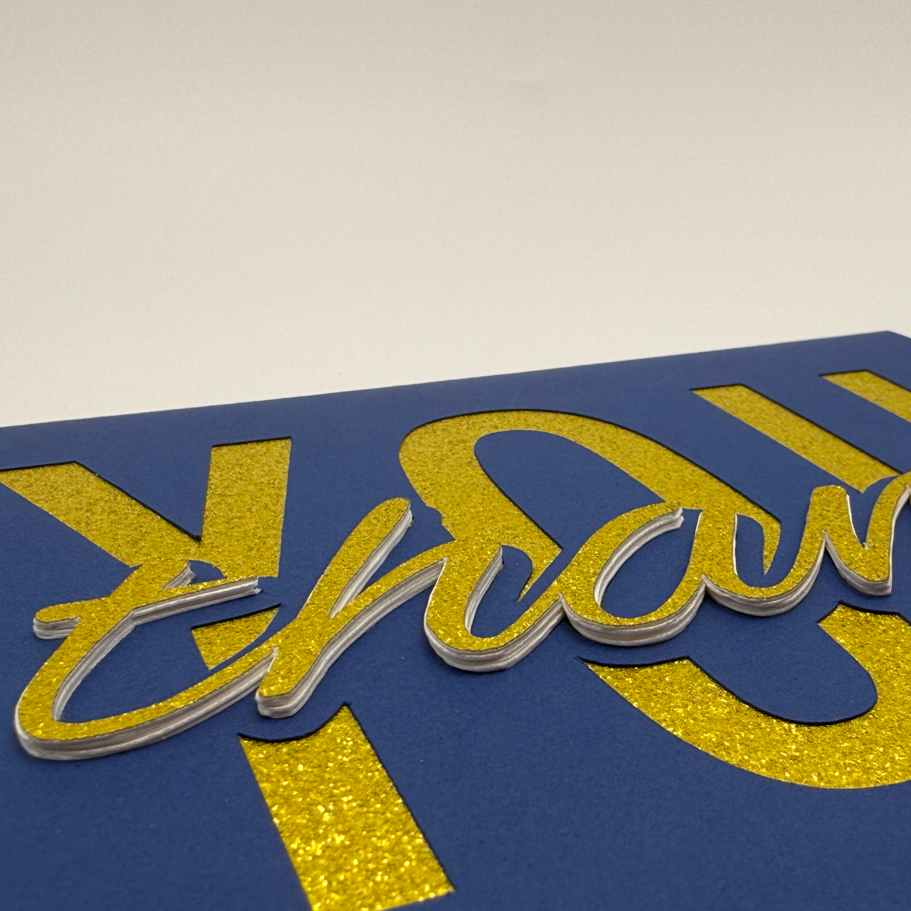 Handcrafted Glitter 3D Thank You Card