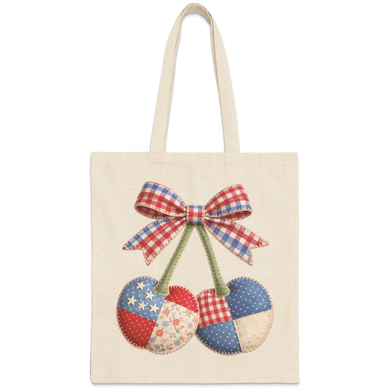 Patriotic Cherries Tote Bag – Americana Fruit Art Canvas Tote