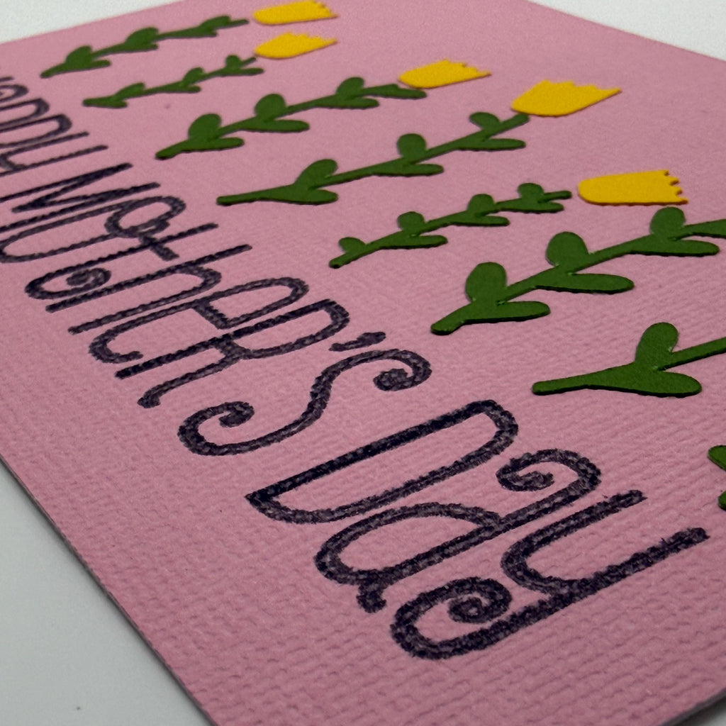 Handmade Mother's Day Postcard – Pink Linen Tulip Floral Stationery
