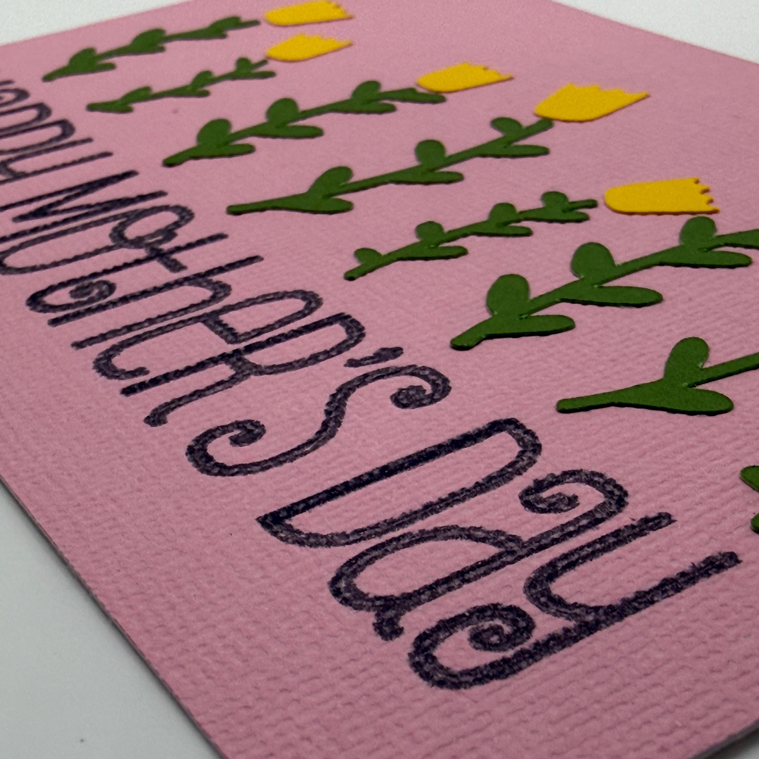 Handmade Mother's Day Postcard – Pink Linen Tulip Floral Stationery